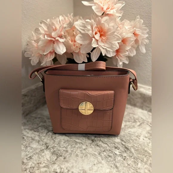 NWOT Muave Pink Croc Detail Crossbody - Picture 10 of 16